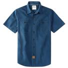 Camisa Dubinik masculina de manga curta Chambray azul marinho de algodão