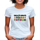 Camisa educação infantil ensino professora uniforme estampa desenho crianças babylook feminina