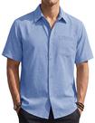 Camisa EKLENTSON com botões, manga curta, casual, azul para homens