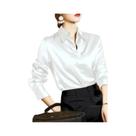Camisa Elegante De Seda Com Manga Longa Para Mulheres Verão 2024, Blusa Casual Slim Fit Para