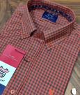 Camisa em algodao xadrez com vermelho texas head tam p