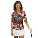 Camisa esportiva feminina Boatee 250º aniversário para golfe e tênis, manga 3/4