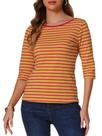 Camisa feminina Allegra K com mangas de cotovelo de Halloween amarela XS