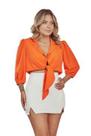 Camisa feminina autenticada croped 3/4