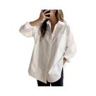 Camisa Feminina Branca De Manga Longa Solta Estilo Coreano Design De Outono Top De Estilo