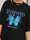 Camisa Feminina Camiseta Larga Estampa Danger Butterfly EF