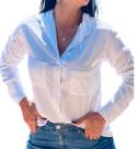 Camisa Feminina Camisete Manga Longa Com 2 Bolsos Frontais Moda