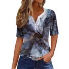 Camisa feminina COTECRAM, verão 2024, estampa boho, manga curta