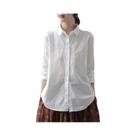 Camisa Feminina De Algodão Branca Bordada De Manga Longa Com Botões Moda Casual 2024 Blusa Roupas