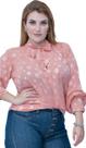 Camisa Feminina de Chiffon Poá Gola Laço