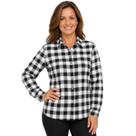 Camisa Feminina De Flanela Xadrez Manga Longa COR:Preto e BrancoTAMANHO:G