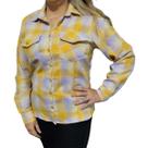 Camisa Feminina De Flanela Xadrez Manga Longa Plus Size