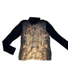 Camisa Feminina Estampada Animal Print com Mangas Pretas Elegante Camisa Feminina Estampada Animal Print com Mangas Pretas Elegante