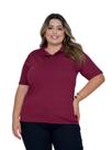 Camisa Feminina Gola Polo Listrada Vinho Plus Size Camisa Feminina Gola Polo Listrada Vinho Plus Size