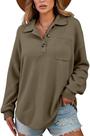 Camisa feminina Halife Waffle Button Down Follow Fit Dark Olive L Camisa feminina Halife Waffle Button Down Follow Fit Dark Olive L