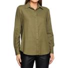 Camisa Feminina Infini Comprida Linho Verde Militar - 53867
