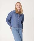 Camisa Feminina Jeans Cropped Manga Longa Marisa-59075