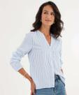 Camisa Feminina Listrada Manga Longa Marisa Azul-58331