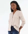 Camisa Feminina Listrada Manga Longa Marisa Bege-58345 Camisa Feminina Listrada Manga Longa Marisa Bege-58345