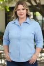 Camisa Feminina Manga 3/4, Azul Claro, Plus Size Camisa Feminina Manga 3/4, Azul Claro, Plus Size