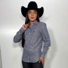 Camisa Feminina Manga Longa Azul Xadrez Txc Camisa Feminina Manga Longa Azul Xadrez Txc