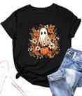 Camisa feminina Ovazly Halloween com estampa de outono Pumpkin Ghost P24-01BK