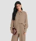 Camisa Feminina Oversized em Tecido Dianna Marrom