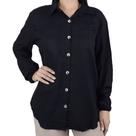 Camisa Feminina Parado no Ar Linho Preta - 730155