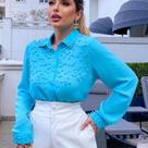 Camisa feminina pérolas