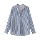 Camisa Feminina plus Size Azul De Manga Longa Com Botões, Blusa Oversized Estilo Coreano 2025