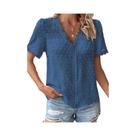 Camisa Feminina plus Size Azul Marinho, Blusa Casual Elegante E Chic Para O Verão