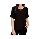 Camisa feminina plus size casual verão tecido cor sólida