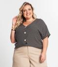 Camisa Feminina Plus Size Estampada Secret Glam Preto