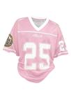 Camisa feminina RoseSeek com estampa numérica, decote em V, 9Y, rosa/branca Camisa feminina RoseSeek com estampa numérica, decote em V, 9Y, rosa/branca