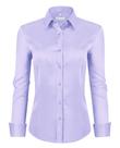 Camisa feminina siliteelon com botões, manga comprida, roxa clara