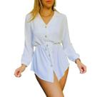 Camisa Feminina tipo chemise Chic Manga Longa Camisão Social