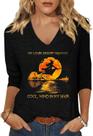 Camisa feminina TKTSO, outono, halloween, bruxa, manga 3/4, gola em V