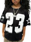 Camisa feminina Verdusa Y2K Graphic Number 23 preta 12Y Camisa feminina Verdusa Y2K Graphic Number 23 preta 12Y