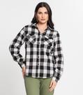 Camisa Feminina Xadrez Flanela Preto e Off White Rovitex