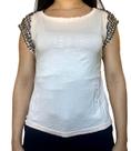 Camisa Feminino Elegante Detalhes Manga Curta C/ Pedras 3002