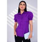 Camisa Feminino Social Manga Curta Liso