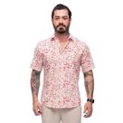 Camisa Flores Jovem Manga Curta Masculina Algodão