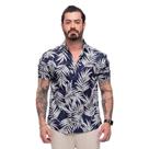 Camisa Flores Manga Curta Masculina Viscose Leve Moderna