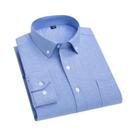 Camisa Formal Masculina De Manga Longa 100% Algodão, Estampa Xadrez, Cor Sólida, Ajuste Regular,