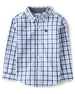 Camisa Gymboree Matching Family de manga comprida azul xadrez tamanho 7 Camisa Gymboree Matching Family de manga comprida azul xadrez tamanho 7