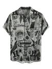 Camisa Hardaddy com estampa de Halloween, manga curta, masculina, cinza, XL