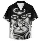 Camisa havaiana Amasnay Alien Cat de manga curta para homens