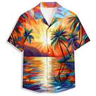 Camisa havaiana Amasnay Colorful Sunset de manga curta para homens