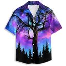 Camisa havaiana Amasnay Purple Starry Tree para homens Camisa havaiana Amasnay Purple Starry Tree para homens