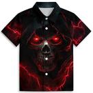Camisa havaiana Amasnay Red Skull Print para meninos de 3 a 14 anos